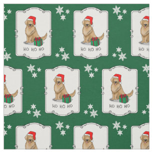 Tela Navidades Santa Claus Golden Retriever Dog Cute