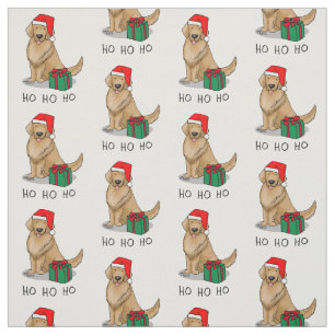 Tela Navidades Santa Claus Golden Retriever Dog Cute