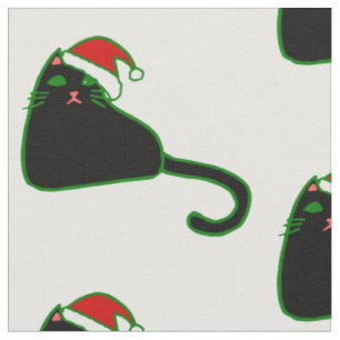Tela navidades santa claus gorra gato negro