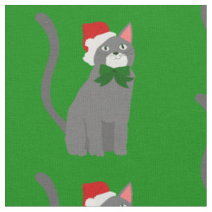 Tela navidades santa claus gorra grey cat