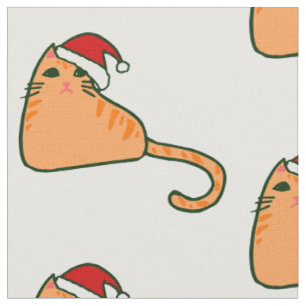 Tela navidades santa claus gorra naranja tabby cat