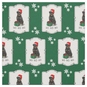 Tela Navidades Santa Claus Gorra Rottweiler Dog Funny