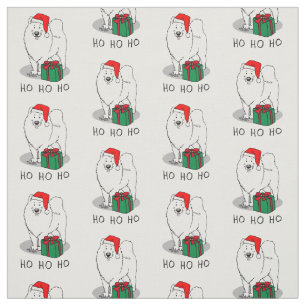 Tela Navidades Santa Claus Gorra Samoyed Dog Cute