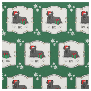 Tela Navidades Santa Claus Gorra Skye Terrier (negro)
