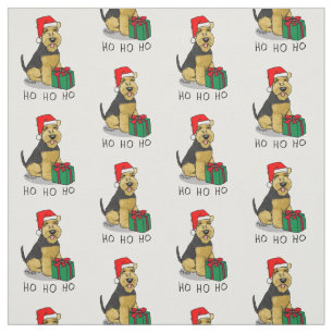 Tela Navidades Santa Claus Gorra Welsh Terrier Dog Cute