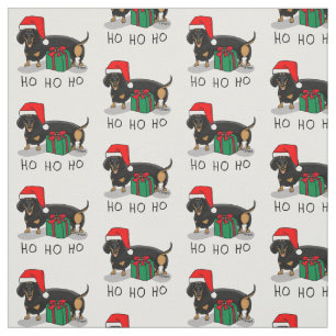 Tela Navidades Santa Dachshund (S black & tan) Gracioso