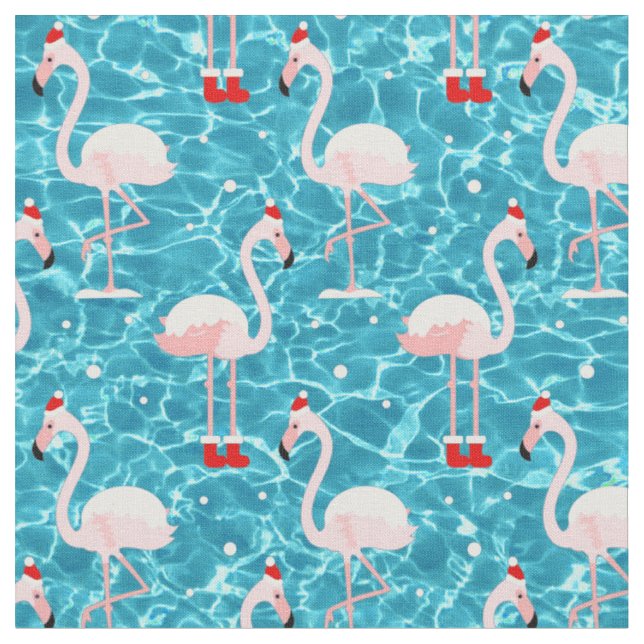 Tela navidades santa flamingo (De cerca)