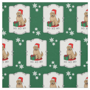 Tela Navidades Santa Goldendoodle (rojo dorado) Cute de