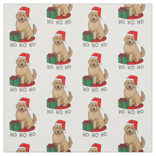 Tela Navidades Santa Goldendoodle (rojo dorado) Cute de