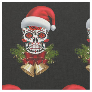 Tela Navidades Santa Hat Day Of The Dead Sugar Skull