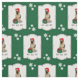 Tela Navidades Santa Hat German Shepherd Dog Cute
