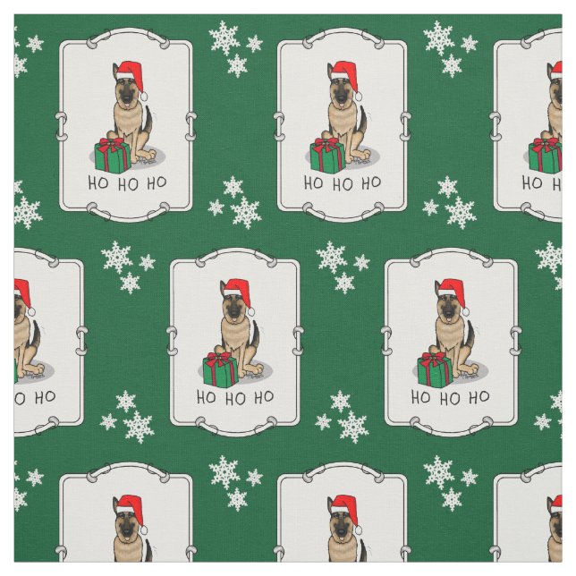 Tela Navidades Santa Hat German Shepherd Dog Cute (Retal)