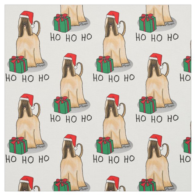 Tela Navidades Santa Hat Perro perro hebilla afgana (Retal)