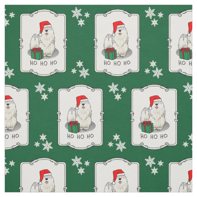 Tela Navidades Santa Hat Puli Perro (blanco) Cute Graci (Retal)
