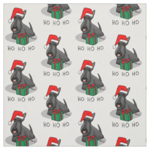 Tela Navidades Santa Hat Scottish Terrier (negro)