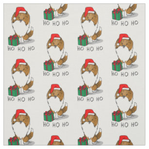 Tela Navidades Santa Hat Shetland Sheepdog (estable) Cu