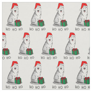 Tela Navidades Santa Hat Siberian Husky (plata) Cute