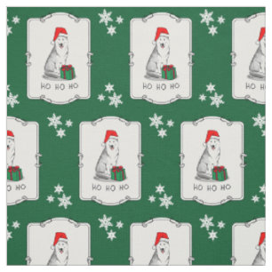 Tela Navidades Santa Hat Siberian Husky (plata) Cute