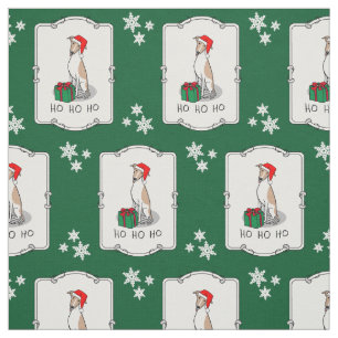 Tela Navidades Santa Hat Whippet Dog Fawn & white Cute