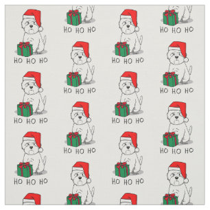 Tela Navidades Santa West Highland White Terrier Westie