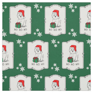 Tela Navidades Santa West Highland White Terrier Westie