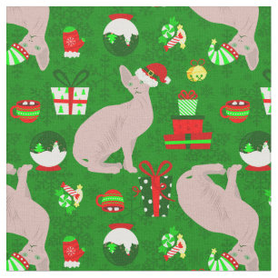 Tela navidades sphynx cat santa sphinx