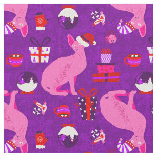 Tela navidades sphynx cat santa sphinx rosa