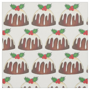 Tela Navidades Sugar Plum Pudding Postre de vacaciones