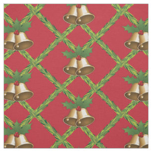 Tela Navidades tradicionales campanas de jingle rojas y