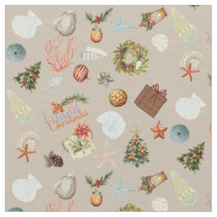 Tela Navidades tropicales acuarela Ditsy