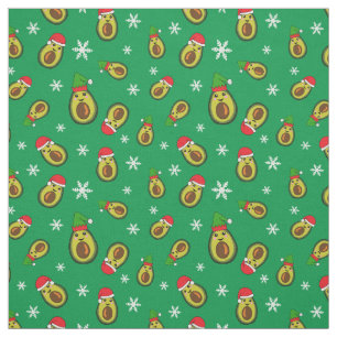 Tela Navidades tropicales aguacates y copos de nieve
