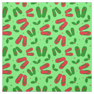 Tela Navidades tropicales Beach Flip Flops y Holly