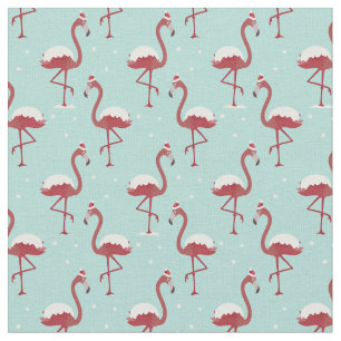 Tela Navidades tropicales de invierno patrón Flamingo