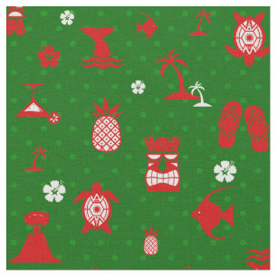 Tela navidades tropicales verdes tiki retro