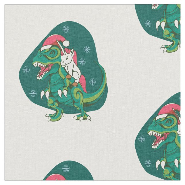 Tela navidades unicornio dinosaur santa (De cerca)