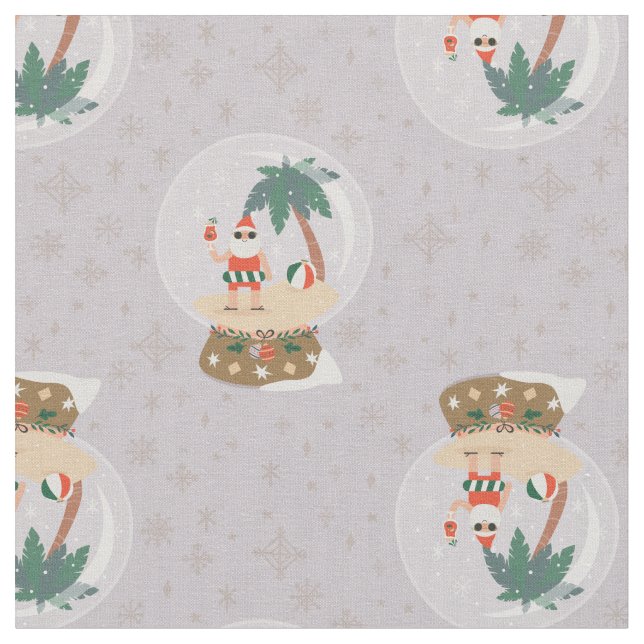 Tela navidades Verano tropical Santa (De cerca)