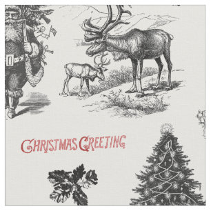 Tela Navidades victorianos con Santa María