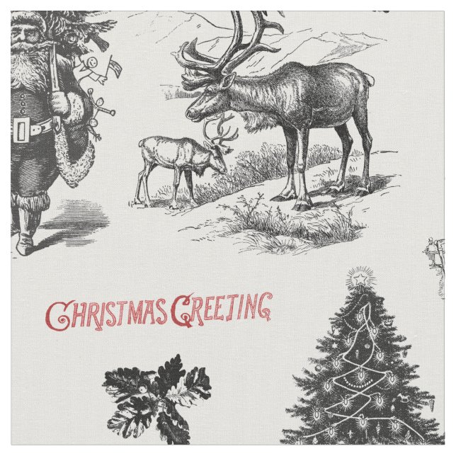 Tela Navidades victorianos con Santa María (De cerca)