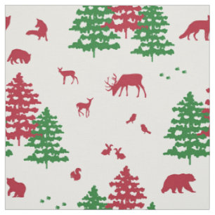 Tela Navidades Winter Woodland Animales Deer Fox Bear