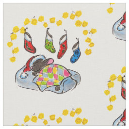 Tela Navidades y ratón de Año Nuevo con medias