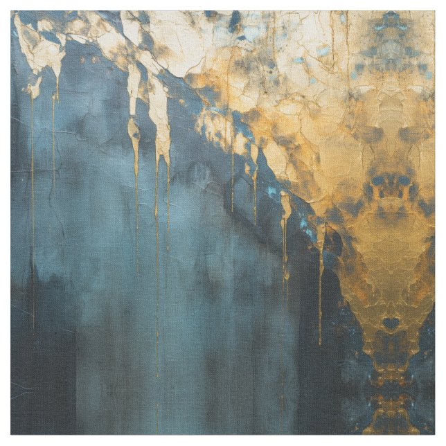 Tela Navy Blue and Gold Modern Boho Seamless Pattern (De cerca)