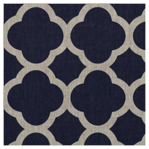 Tela Navy Blue Modern Quatrefoil a gran escala
