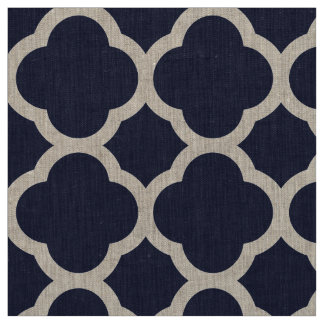 Tela Navy Blue Modern Quatrefoil a gran escala
