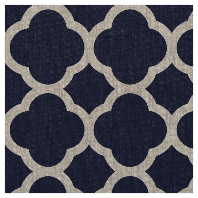 Tela Navy Blue Modern Quatrefoil a gran escala (Retal)