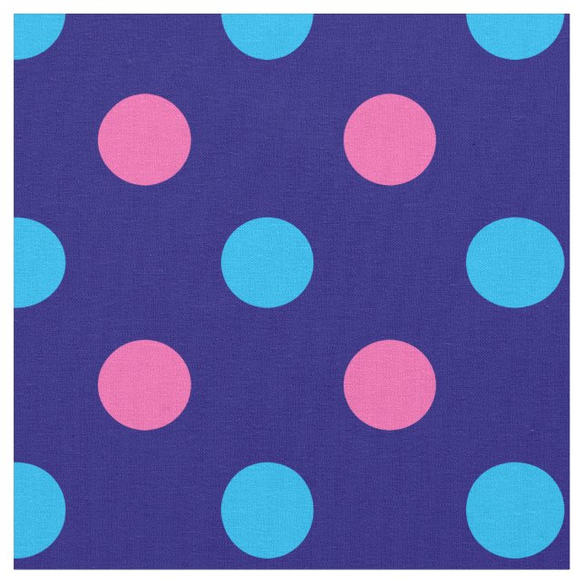 Tela Navy Blue Pink Cyan Polka Dot Pattern (De cerca)