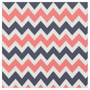 Tela Navy y Coral Modern Chevron