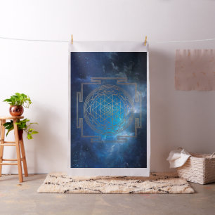 Tela Nebulosa azul Sri Yantra - Tejido