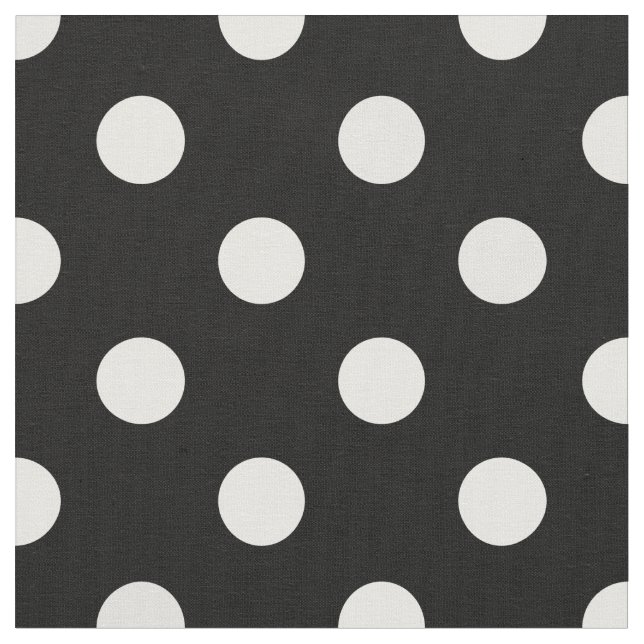 Tela negra con patrón de puntos de polka blanco (De cerca)