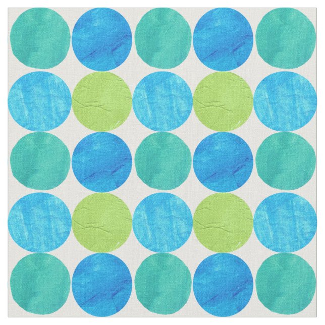Tela Negrita Abstract Blue Green Círculos Blancos Tejid (De cerca)