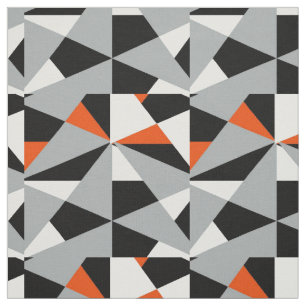 Tela Negrita Retro Geométrica Naranja Gris Mezcla Blan